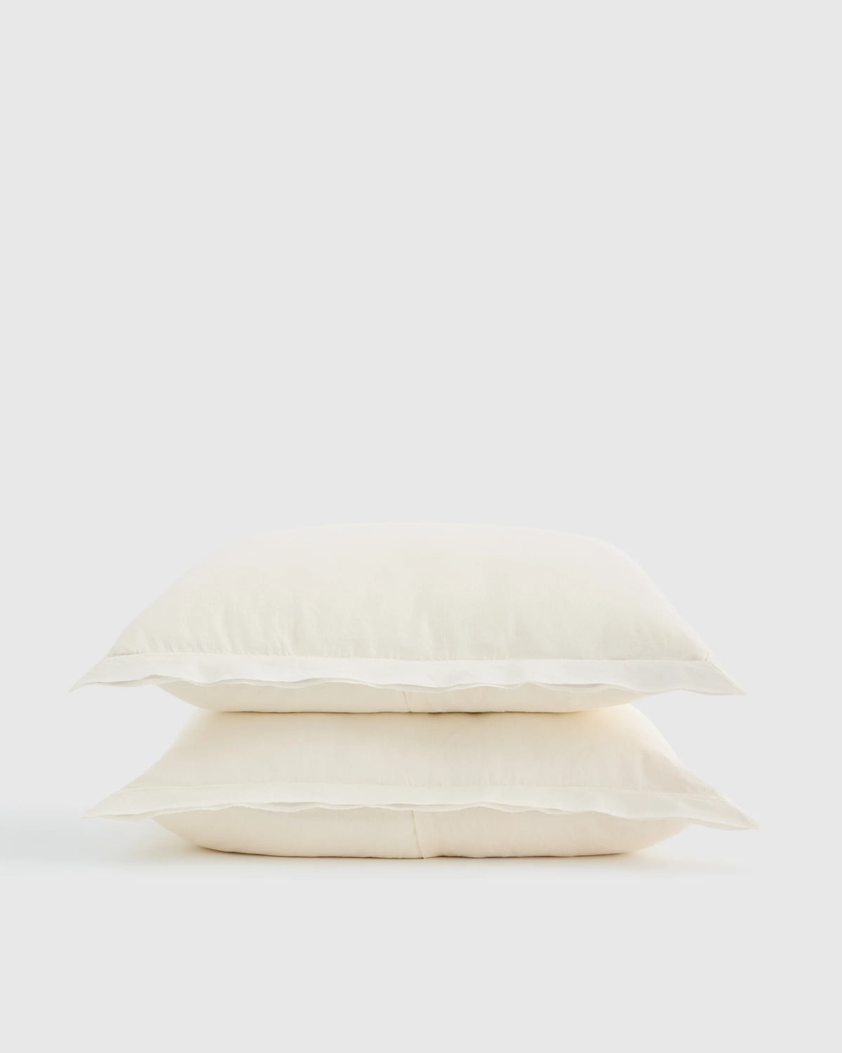 European Linen Double Flange Sham Set - Standard / White