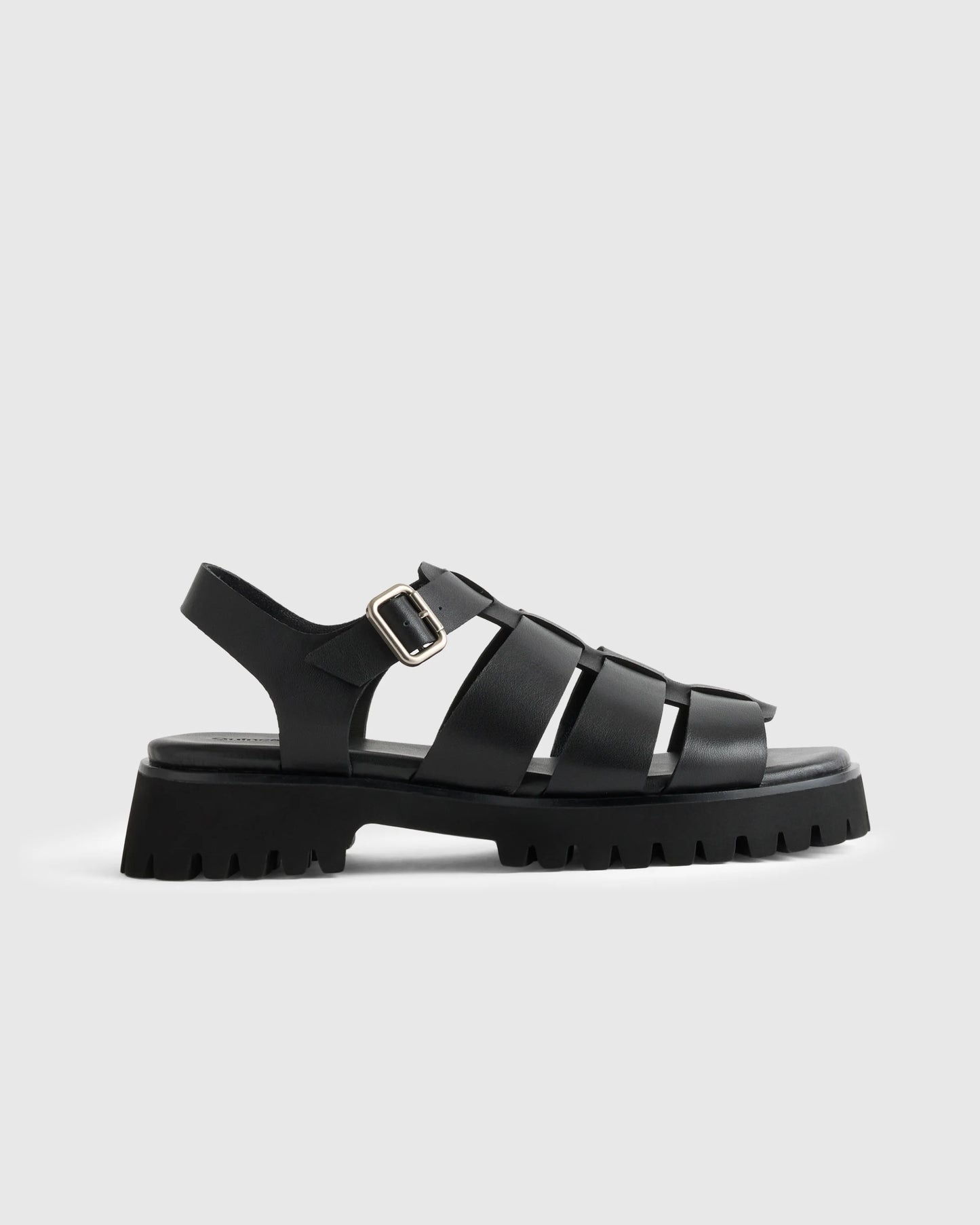 Italian Leather Lug Sole Fisherman Sandal - 5 / Cashew