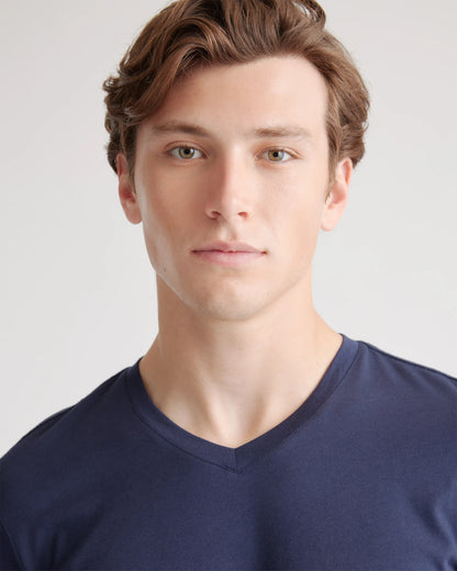 Cotton Modal V-Neck Tee - S / Deep Navy