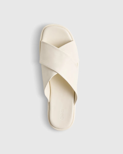 Italian Leather Crossover Slide - 5 / Cognac