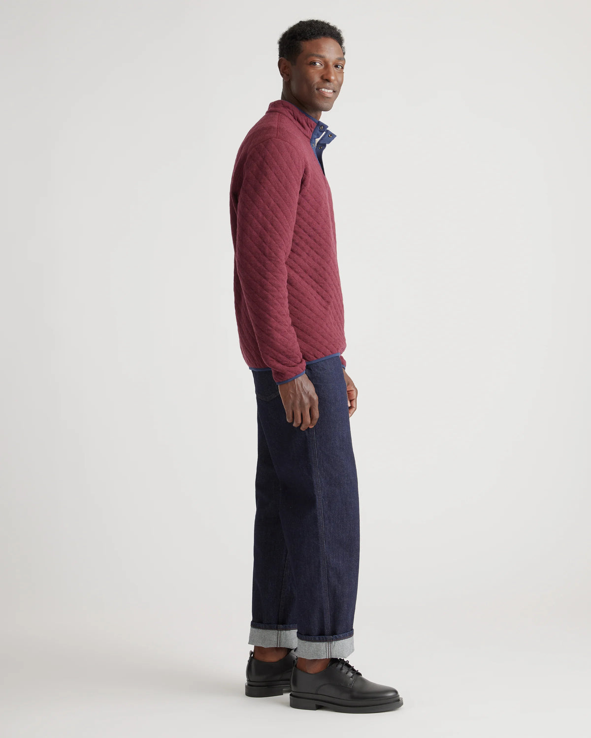 Reversible Quilted Pullover - S / Burgundy/Ivory