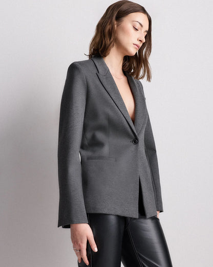 Ultra-Stretch Ponte Single-Breasted Blazer - XS / Espresso