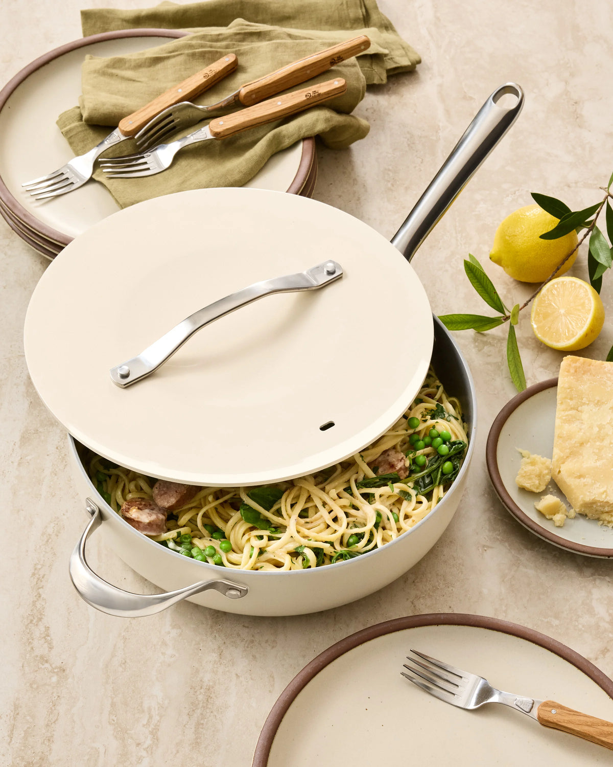 Ceramic Nonstick Saute Pan with Lid - One Size / Navy