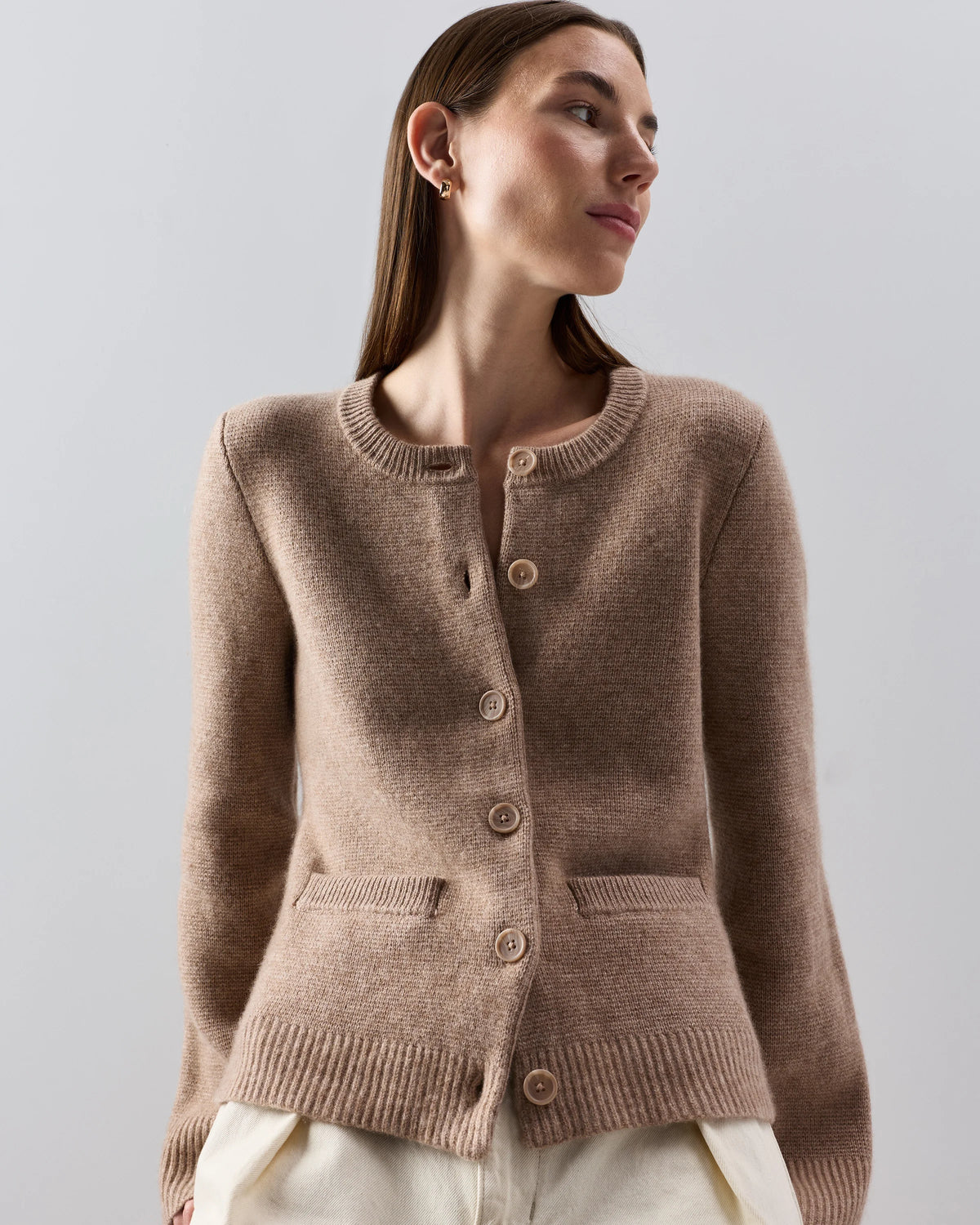 Mongolian Cashmere Structured Cardigan - XS / Oatmeal