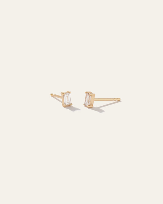 14K Gold Baguette Diamond Studs 0.28 Carat - One Size / Yellow Gold
