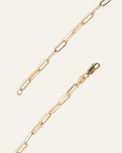 14K Gold Paperclip Chain Necklace - 3.2mm - 16" / Yellow Gold