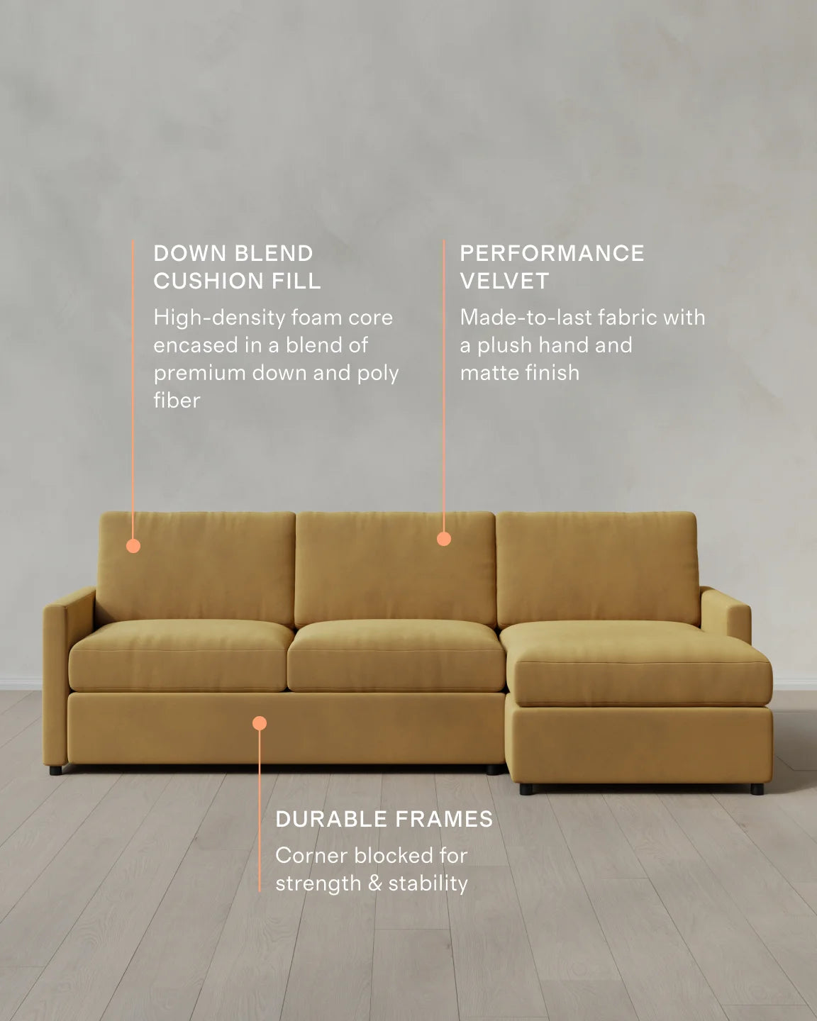Brennan Chaise Sectional in Performance Velvet - Right Arm / Pine