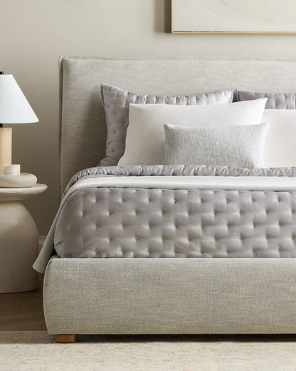 Tailored Edge Bed in Performance Linen - Queen / Light Grey
