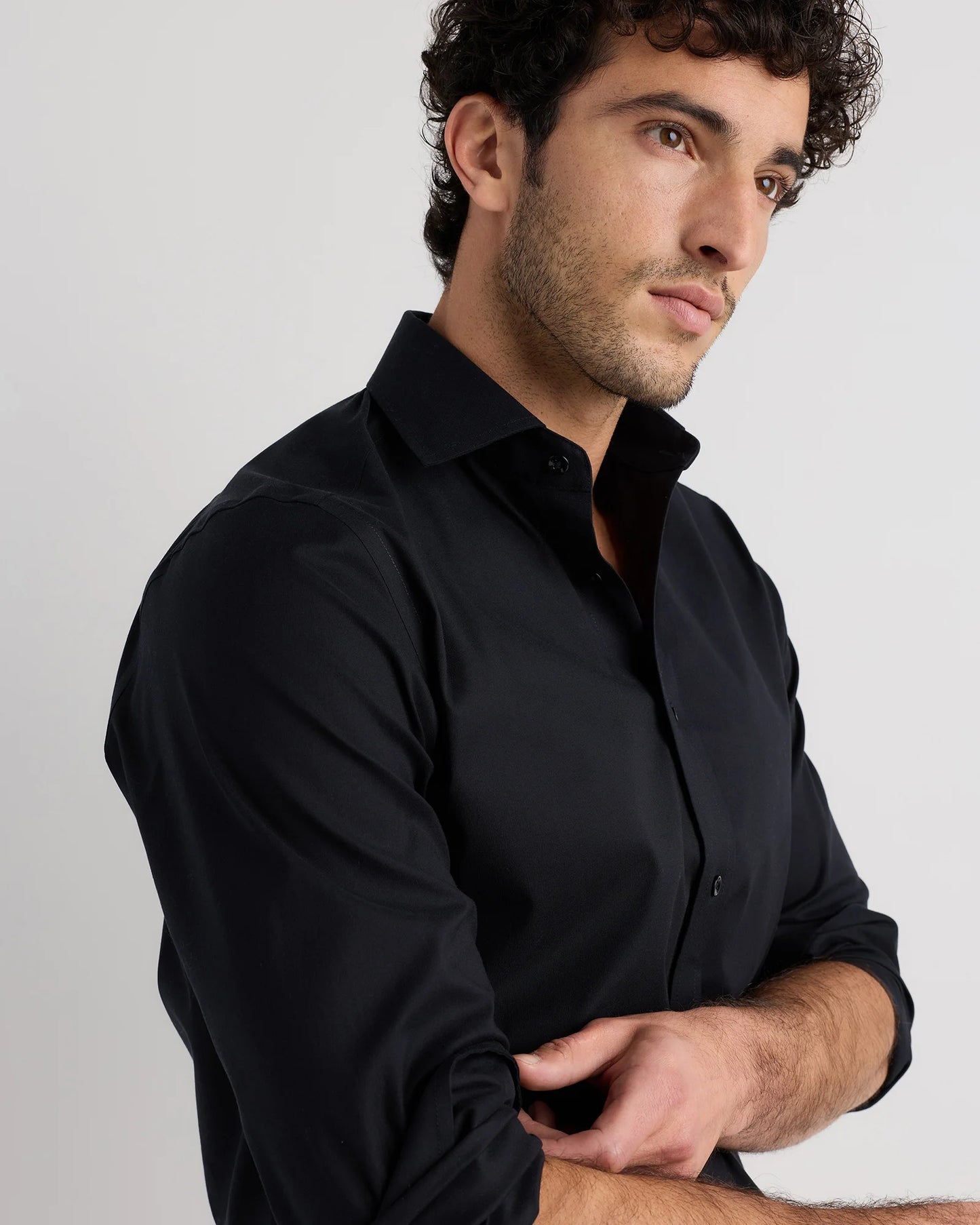 Organic Cotton Oxford Non-Iron Dress Shirt - S / Bold Black