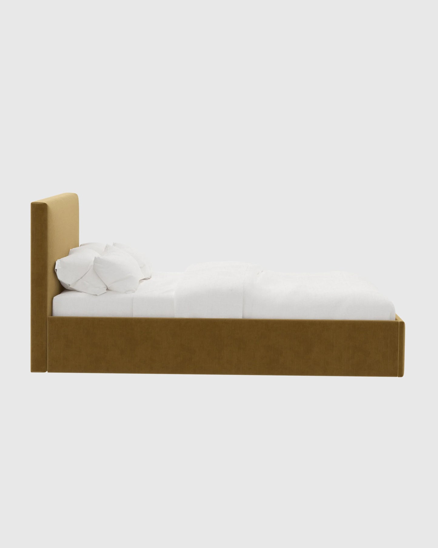 Square Bed in Performance Velvet - Full / Chocolate