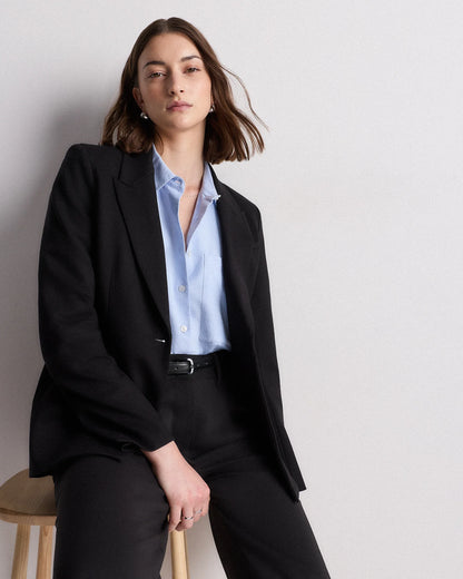 Ultra-Stretch Ponte Single-Breasted Blazer - XS / Espresso