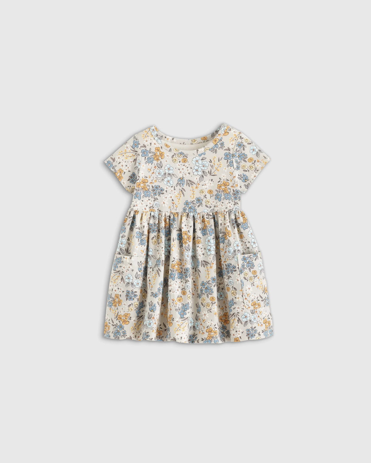 Organic Cotton Fit and Flare Pocket Dress - 12-18M / Cloud Rainbow Stripe