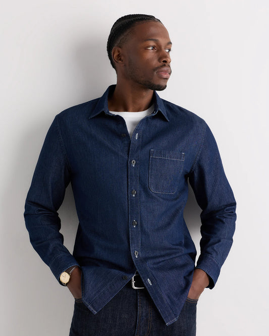 Heritage Washed Denim Shirt - S / Dark Wash