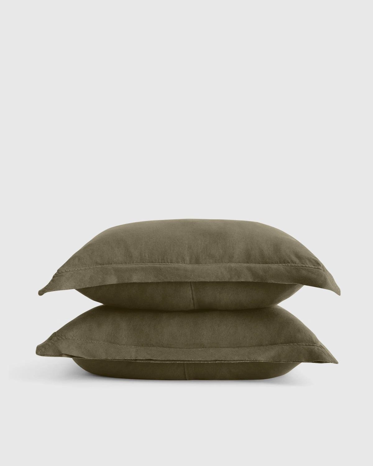 European Linen Double Flange Sham Set - Standard / White