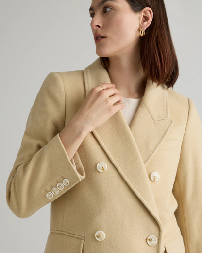Italian Wool Double-Breasted Coat - XS / Heather Buttercream