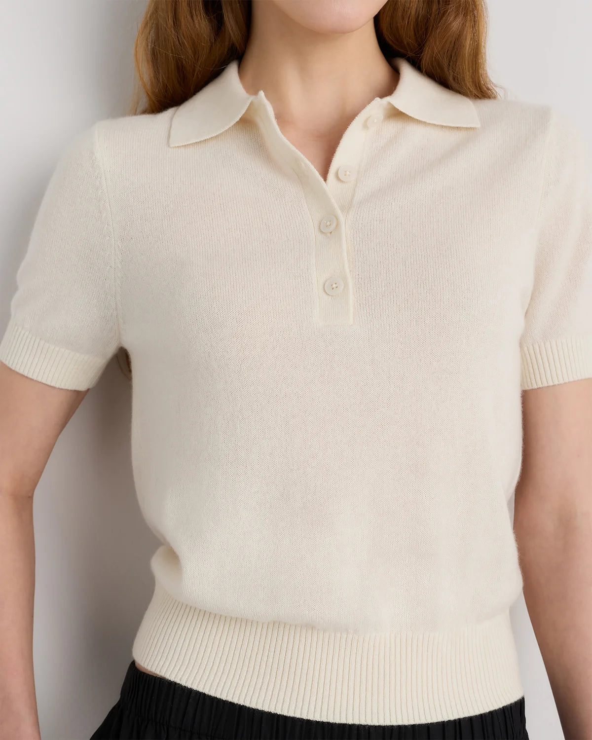 Mongolian Cashmere Short Sleeve Polo - XS / Oatmeal
