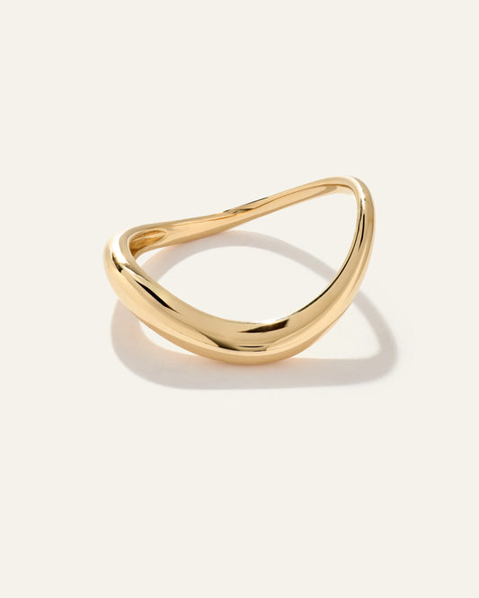 14K Gold Wave Ring - 5 / Yellow Gold
