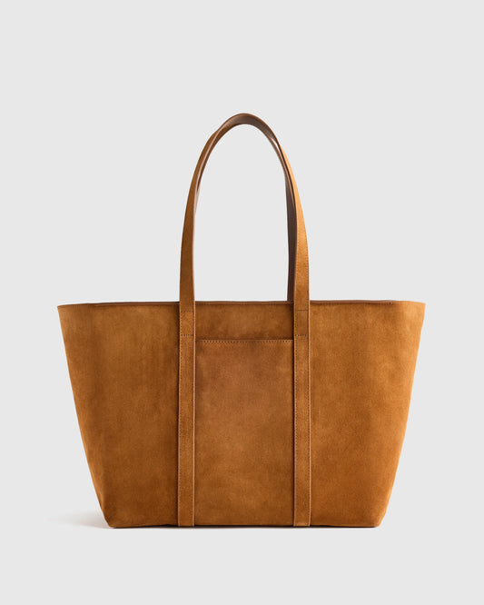 Italian Suede Everyday Tote - One Size / Whiskey