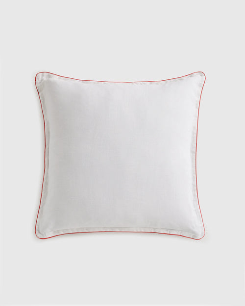 European Linen Piped Euro Sham - Euro / White/Cherry