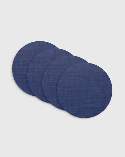 Mini Basketweave Easy-Care Round Placemat, Set of 4 by Chilewich - One Size / Parchment