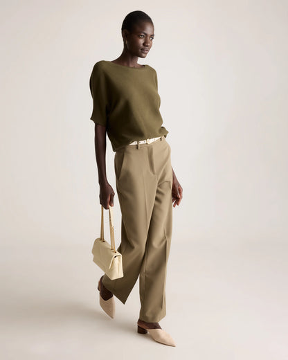 Lightweight Cotton Cashmere Link-Stitch Dolman Sweater - XS / Sugar Stone