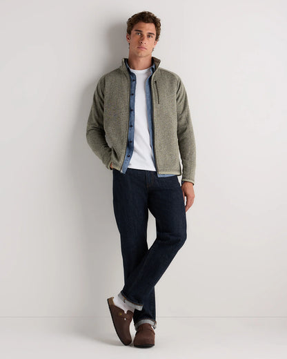Sweater-Knit Fleece Full-Zip Jacket - XS / Heather Mineral Green