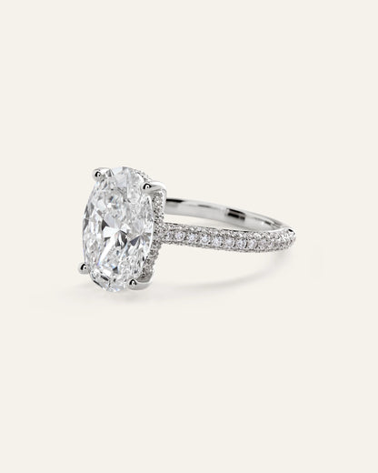 Lab Grown Diamond Oval Pave Cathedral Engagement Ring - 5ct - 4 / Yellow Gold