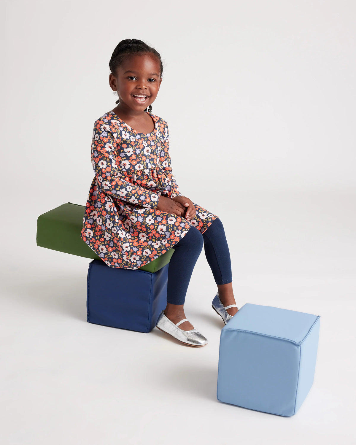 Organic Cotton Long Sleeve Skater Dress - 2T / Red Poppy Garden