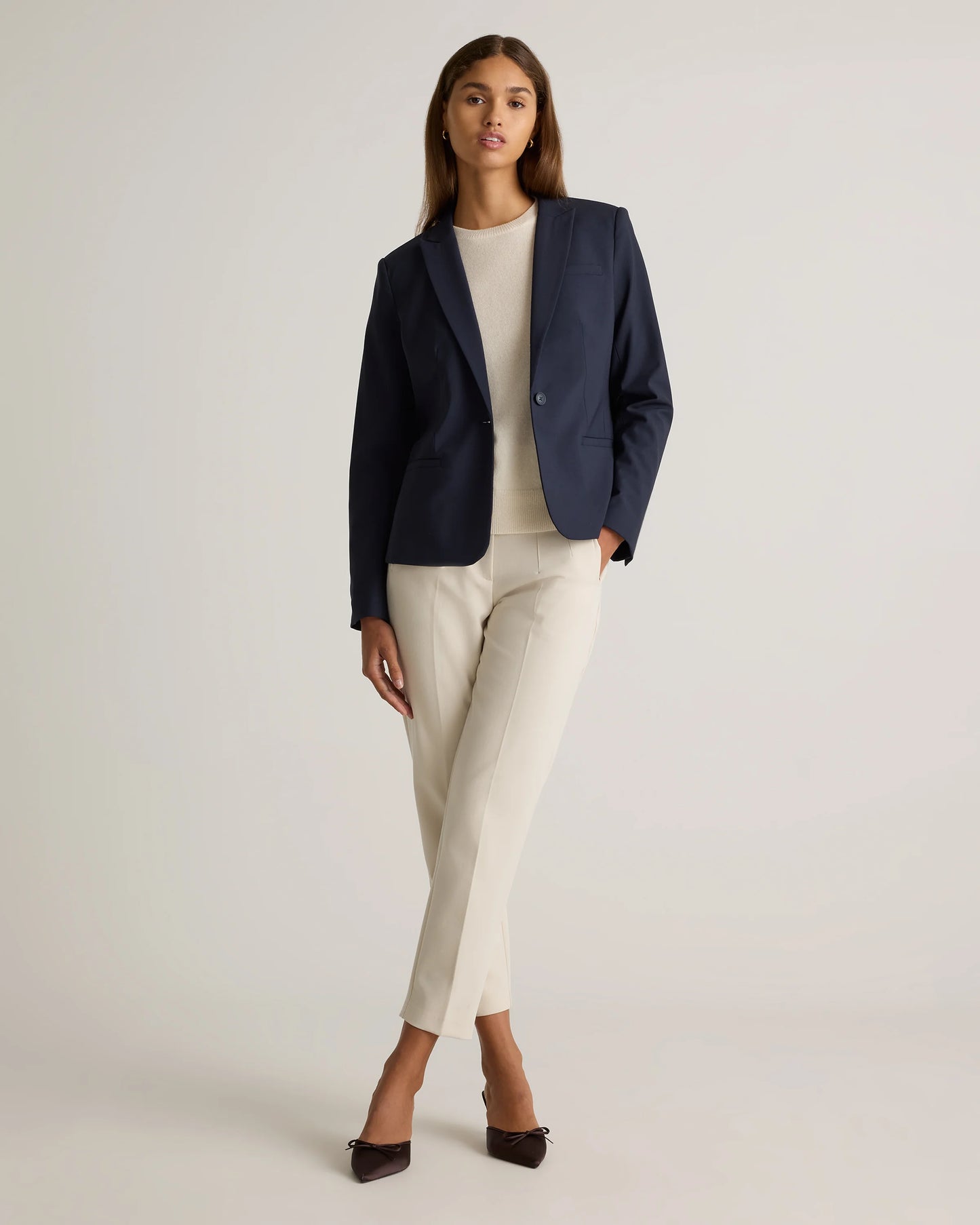 Italian Wool Tailored Blazer - XS / Navy