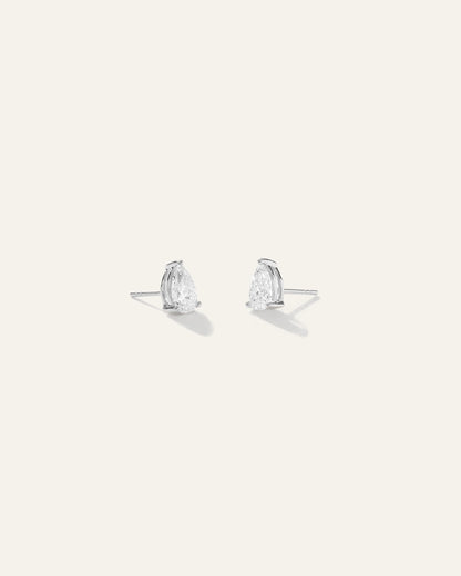 14k Gold Lab Grown Diamond Pear Solitaire Studs - 2ctw - One Size / White Gold