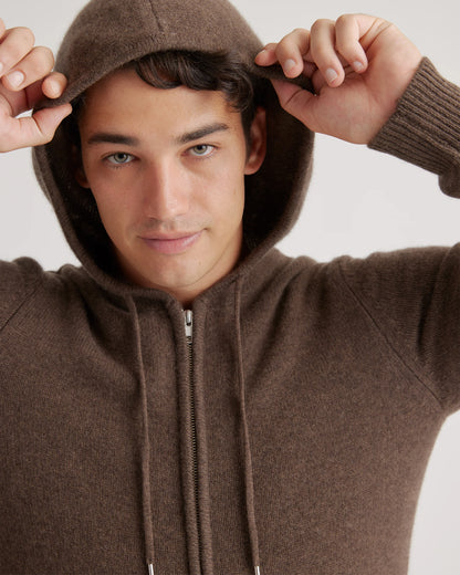 Mongolian Cashmere Full-Zip Hoodie - S / Teak
