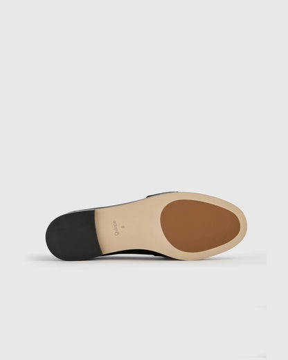 Italian Leather Bow Penny Loafer - 5 / Bone