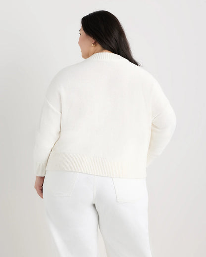 100% Organic Cotton Cropped Cardigan - 1X / Speckled Beige