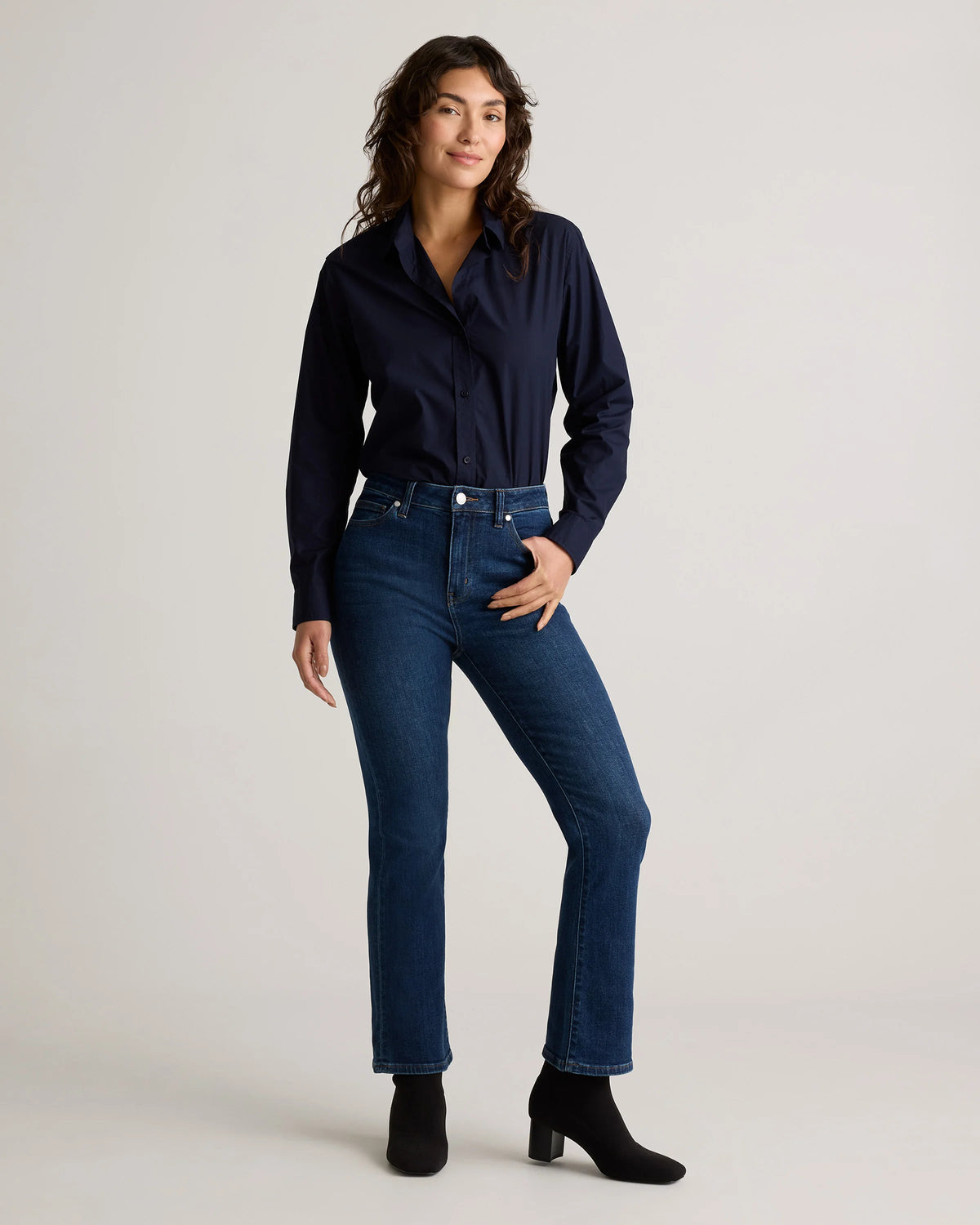 Bella Stretch Kick Flare Jeans - 24 / Deep Rinse