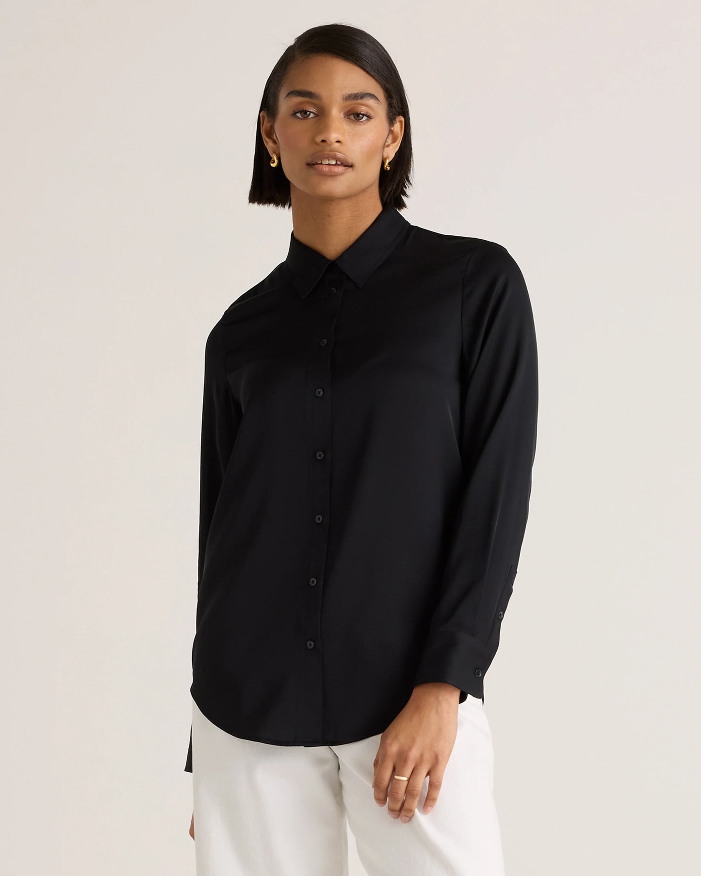 Washable Stretch Silk Blouse - XS / Moonstone Blue