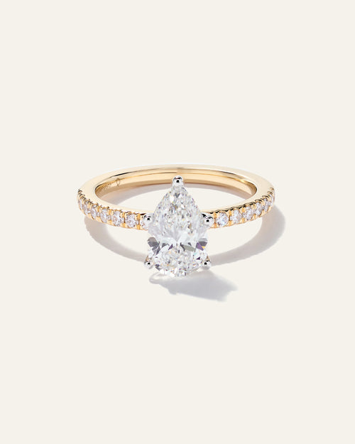 Lab Grown Diamond Pear Petite Pave Engagement Ring - 1.5ct - 4 / Yellow Gold
