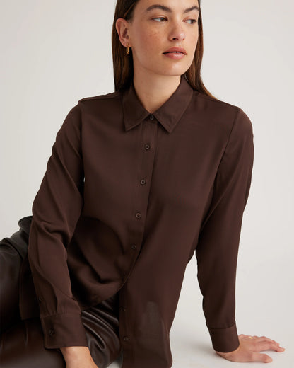 Washable Stretch Silk Blouse - XS / Moonstone Blue
