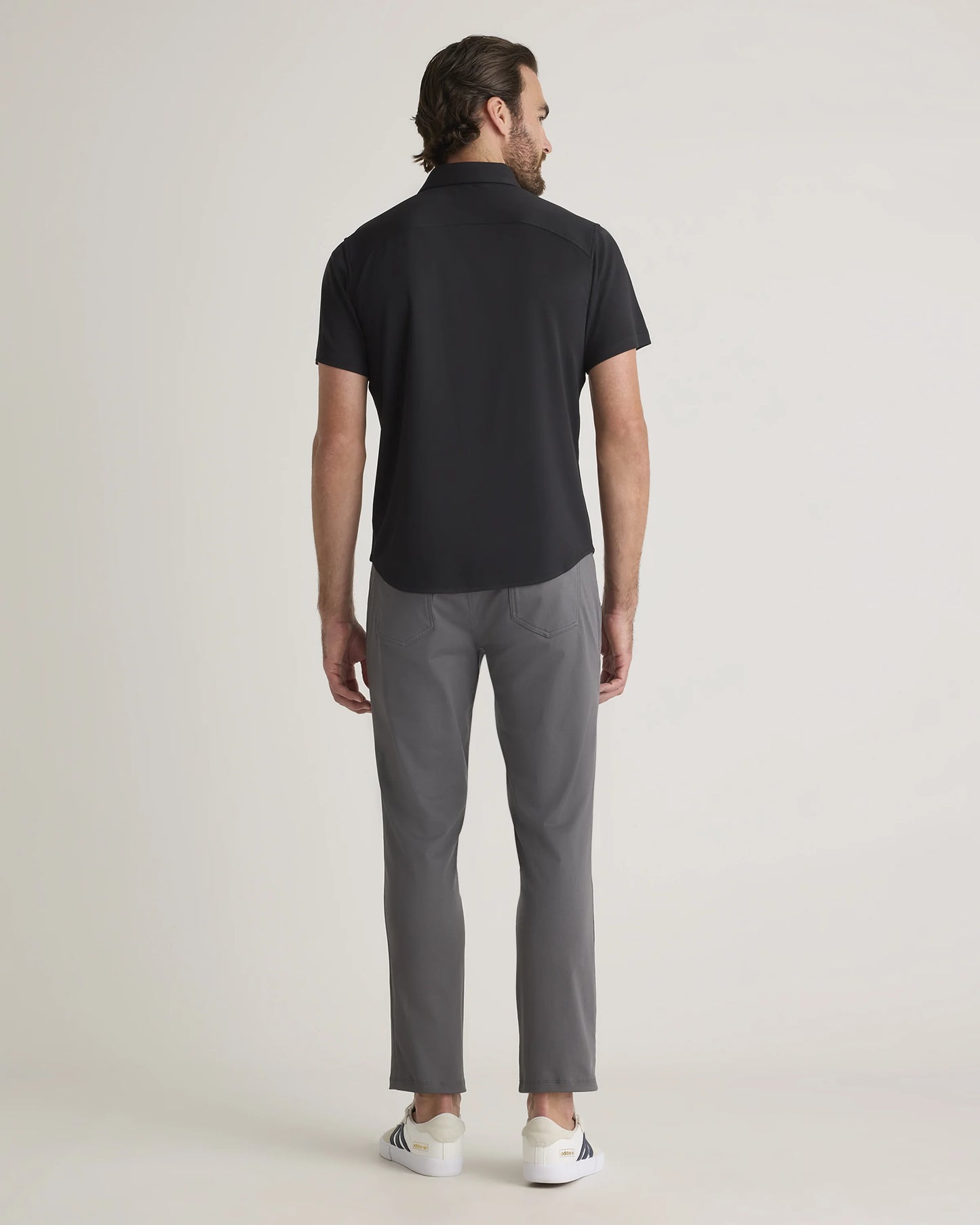 Commuter Stretch Pique Short Sleeve Button Down - S / Black