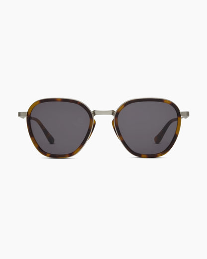 Madrid Polarized Stainless Steel Sunglasses - Standard / Silver/Ginger Tortoise with Green lens