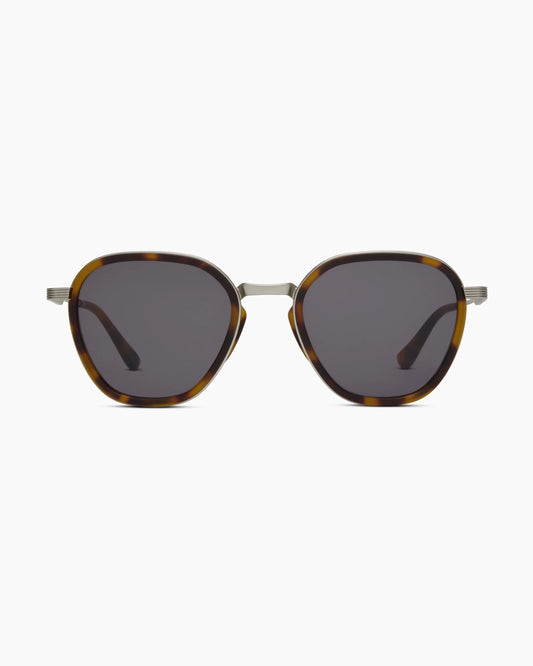 Madrid Polarized Stainless Steel Sunglasses - Standard / Silver/Ginger Tortoise with Green lens