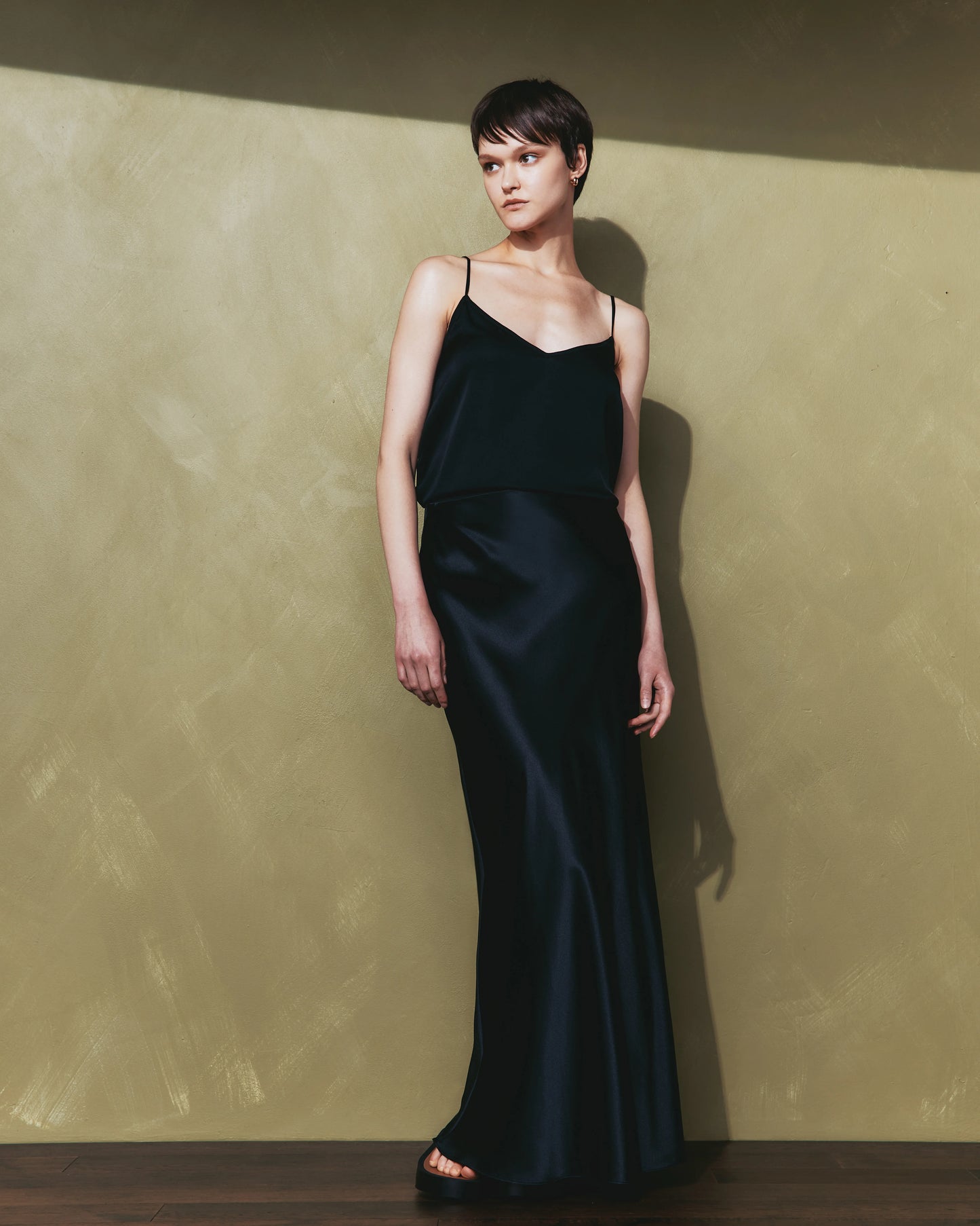 100% Washable Silk Maxi Skirt - XS / Champagne