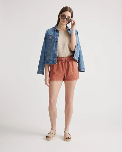 Vintage Wash Tencel Utility Shorts - XS / Moonstone Blue