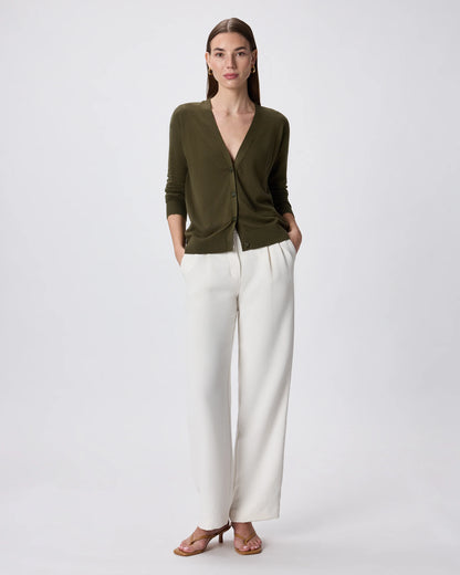 Lightweight Cotton Cashmere Cardigan - XS / Heather Oatmeal