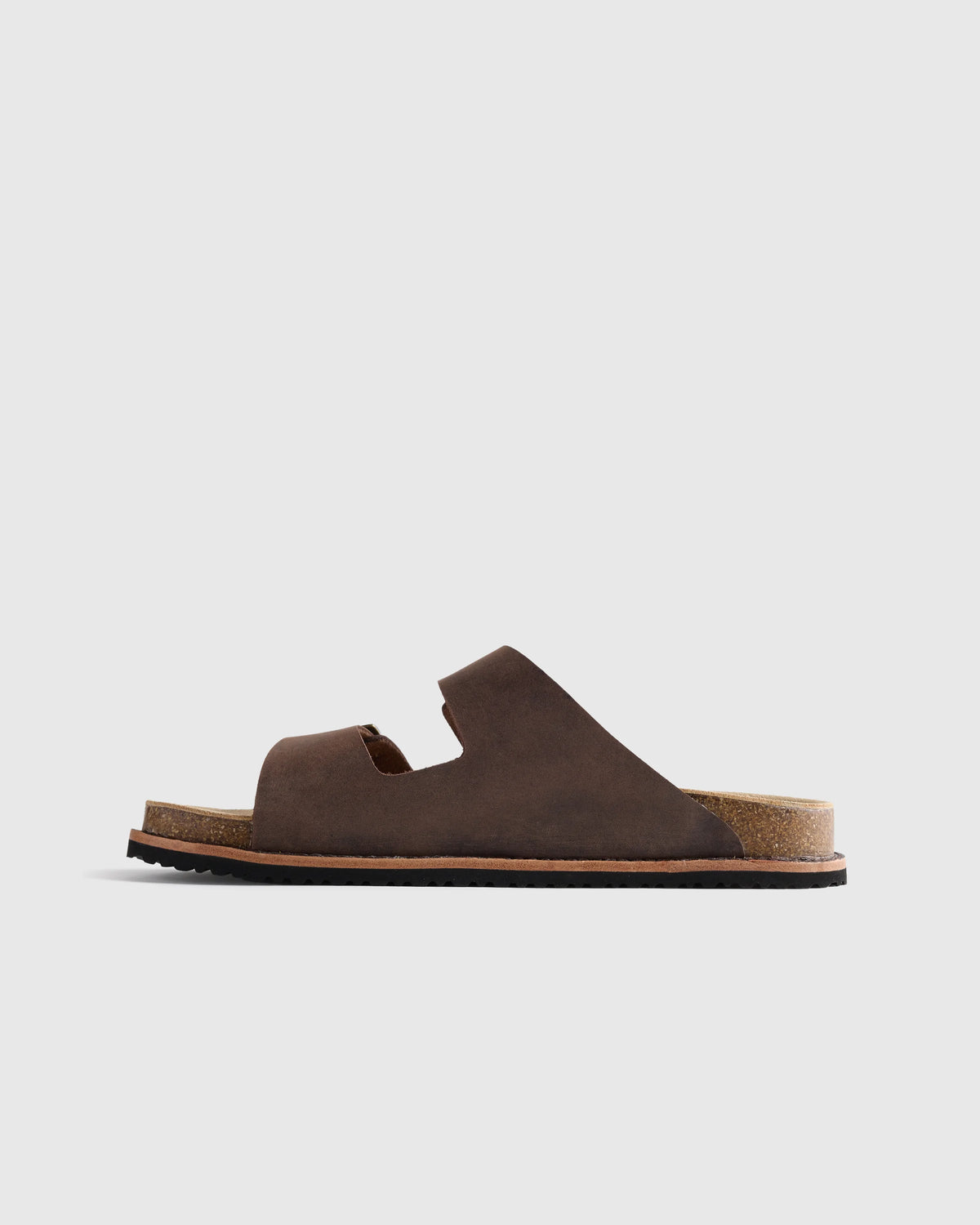 Nubuck Leather Double Buckle Slide - 7 / Black