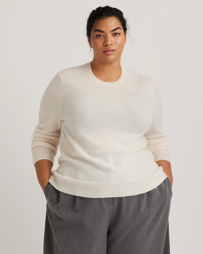 Mongolian Cashmere Crewneck Sweater - 1X / Pale Custard Yellow