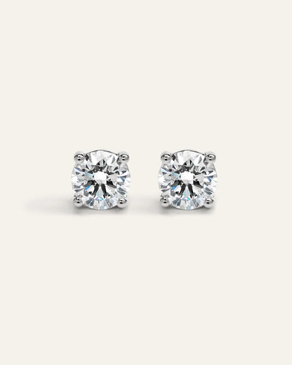 14K Gold Lab Grown Diamond Four-Prong Solitaire Studs - 4ctw - One Size / Yellow Gold