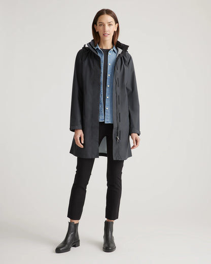 Weather Proof Long Rain Shell Jacket - XS / Ink Blue