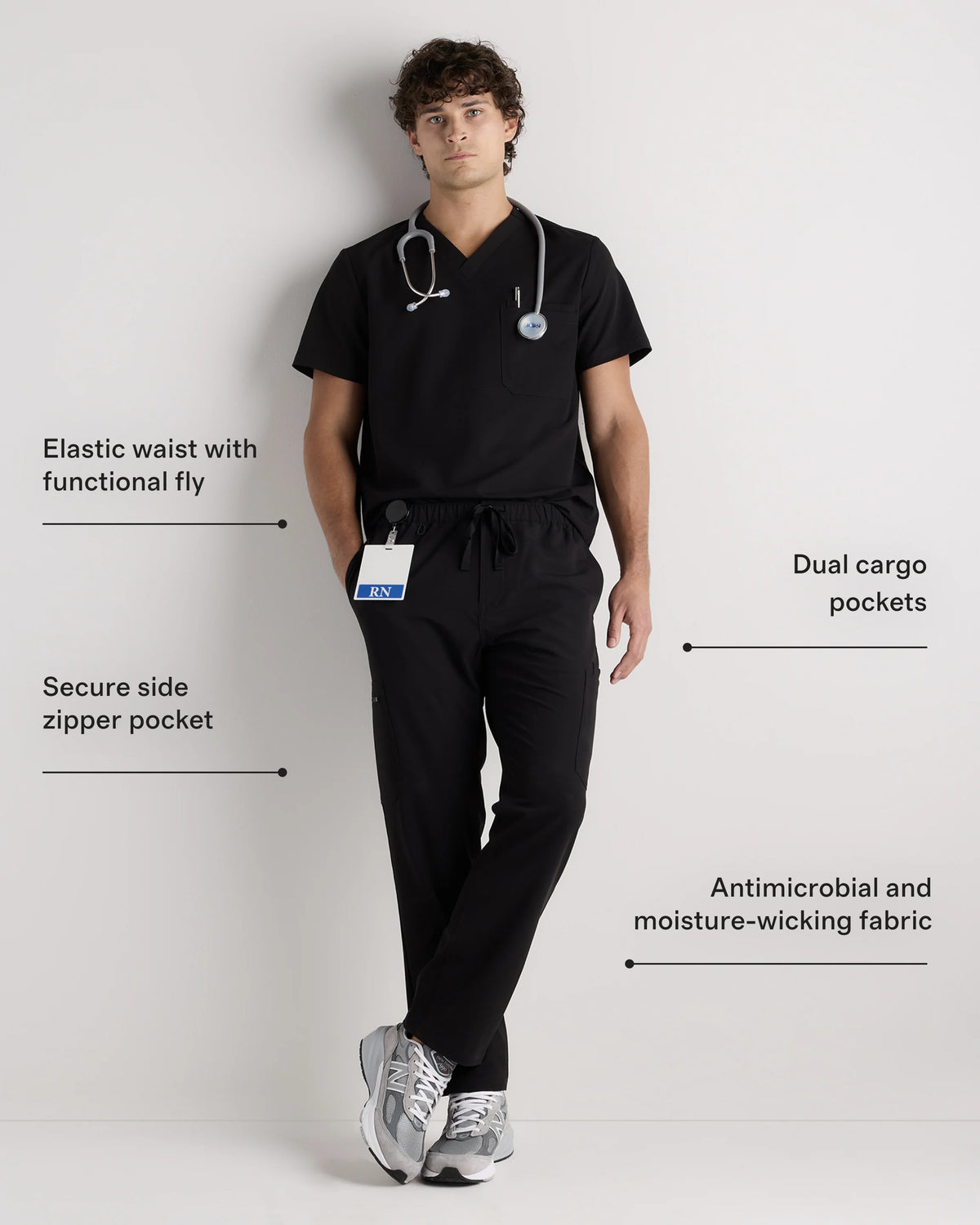 AeraFlex Scrub Cargo Pants - S / Bold Black