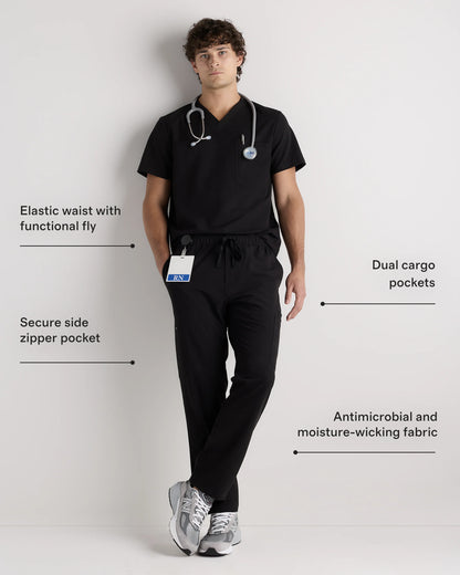 AeraFlex Scrub Cargo Pants - S / Bold Black