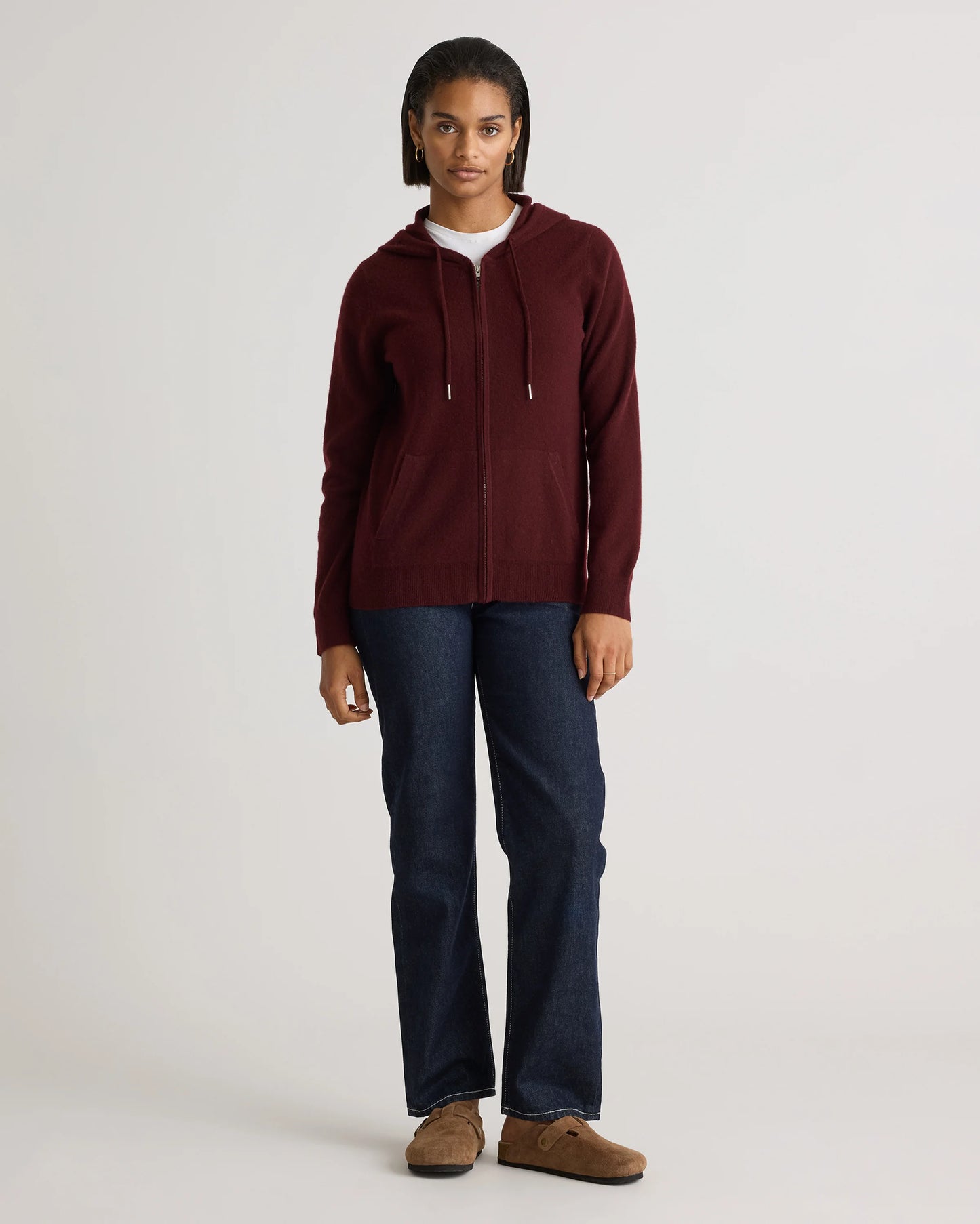 Mongolian Cashmere Full-Zip Hoodie - XS / Heather Grey